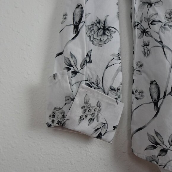 Talbots Birdcage Print Button Front Top Blouse Women's Petite Size SP Cotton - Picture 6 of 9